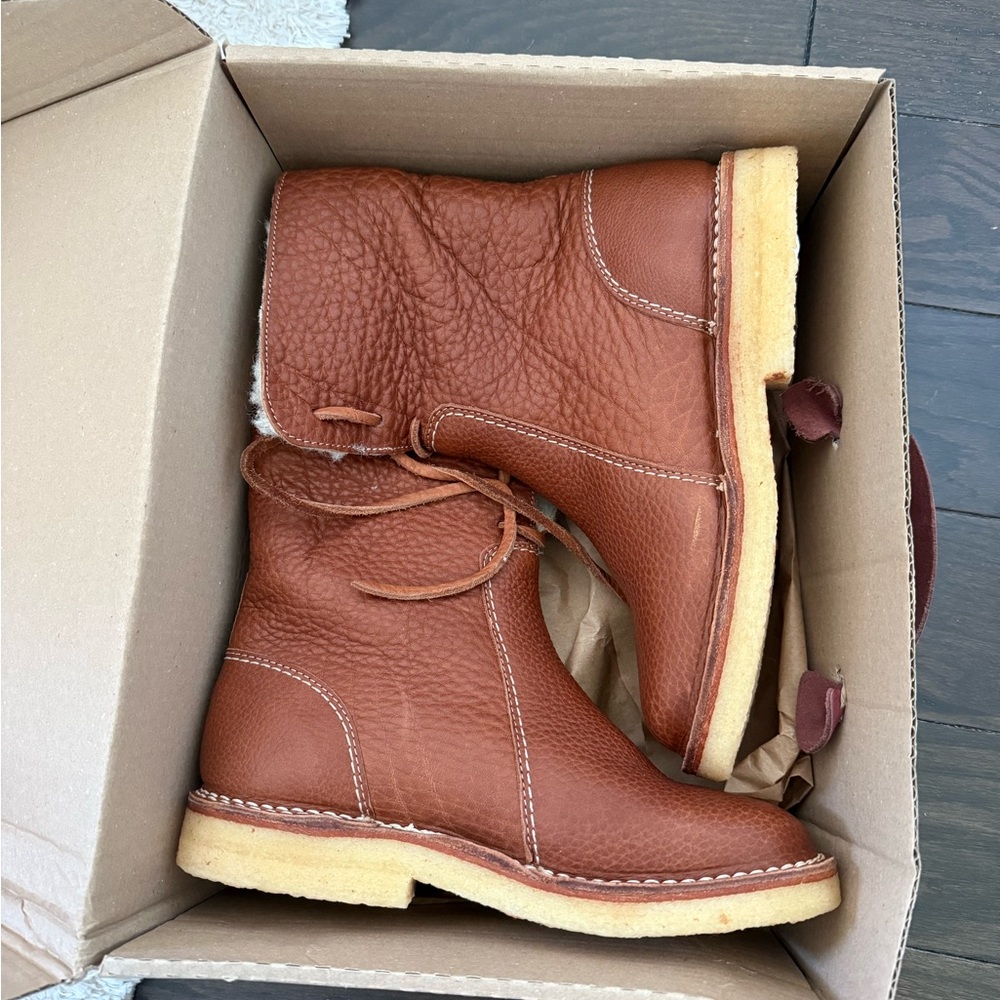 Women's Brown Leather Winter Boots